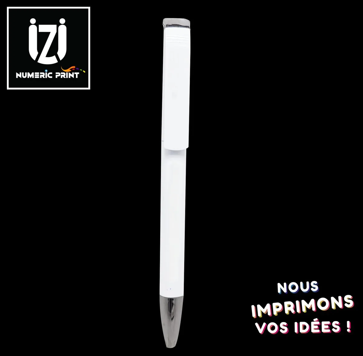 Stylos argenté blanc à rotation
